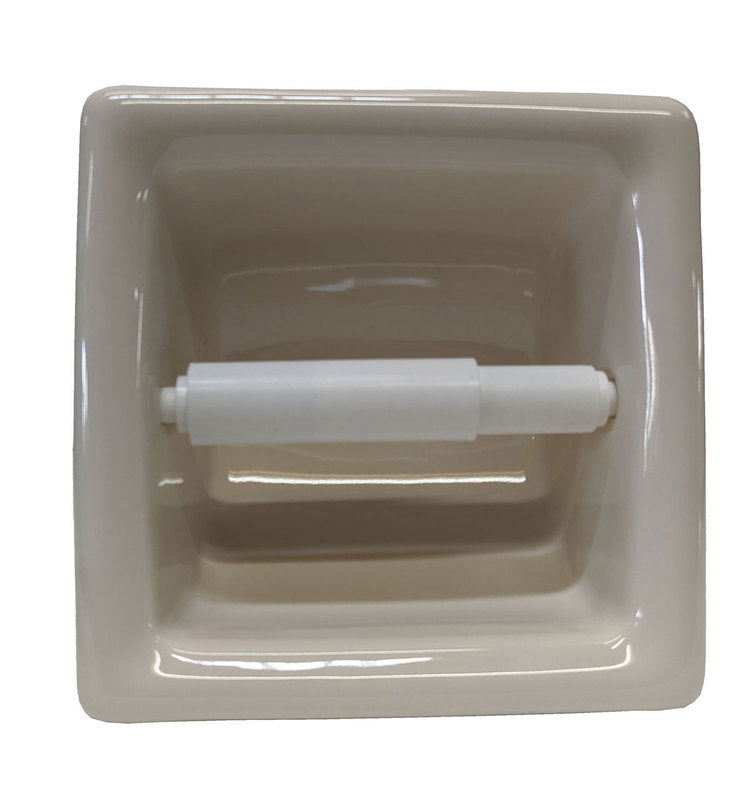 Porcelain Recessed Tissue Holder Biscuit Glossy