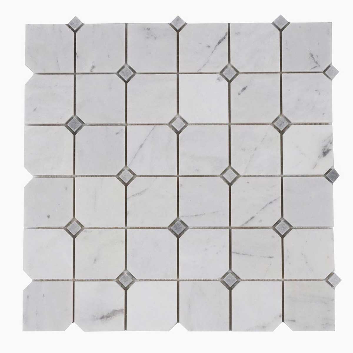 Milky White clipped square marble mosaic tile for shower floors