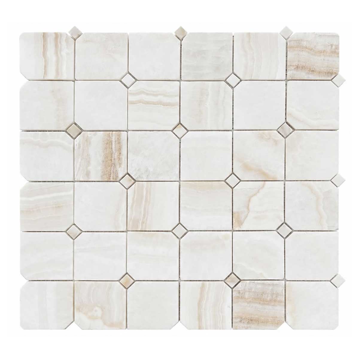 Onyx Ivory marble mosaic tile for luxury shower floors