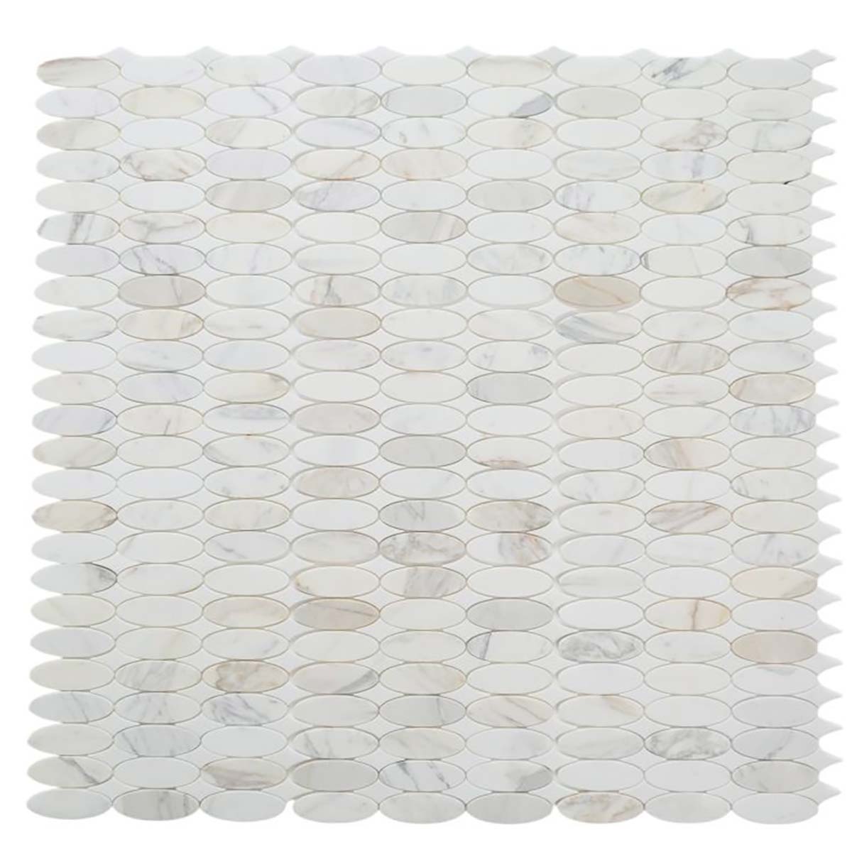Calacatta Marble Ellipse Mosaic Tile - Honed Finish
