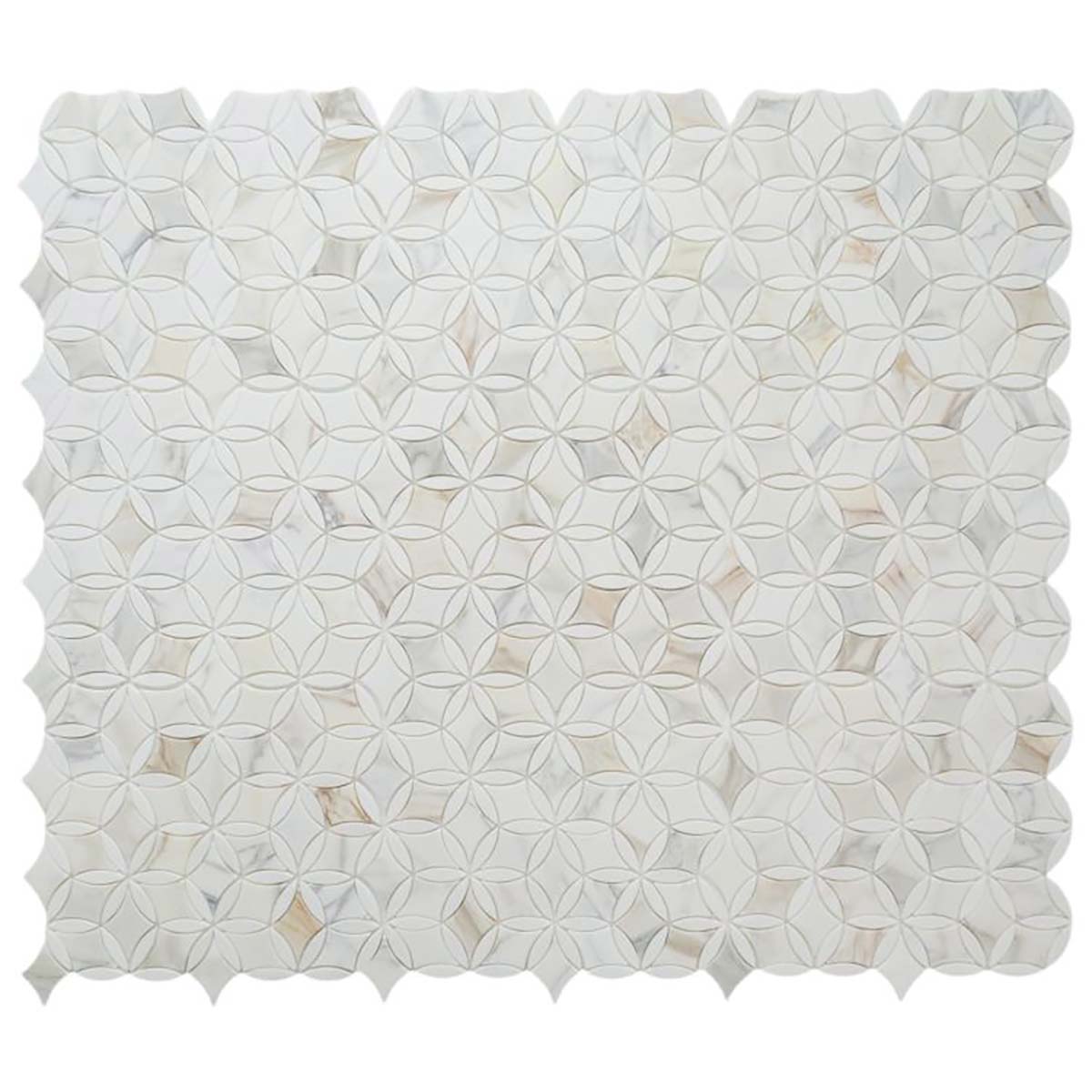 Calacatta Marble Star Mosaic Tile Honed 13.75" x 12" in White with gray veining