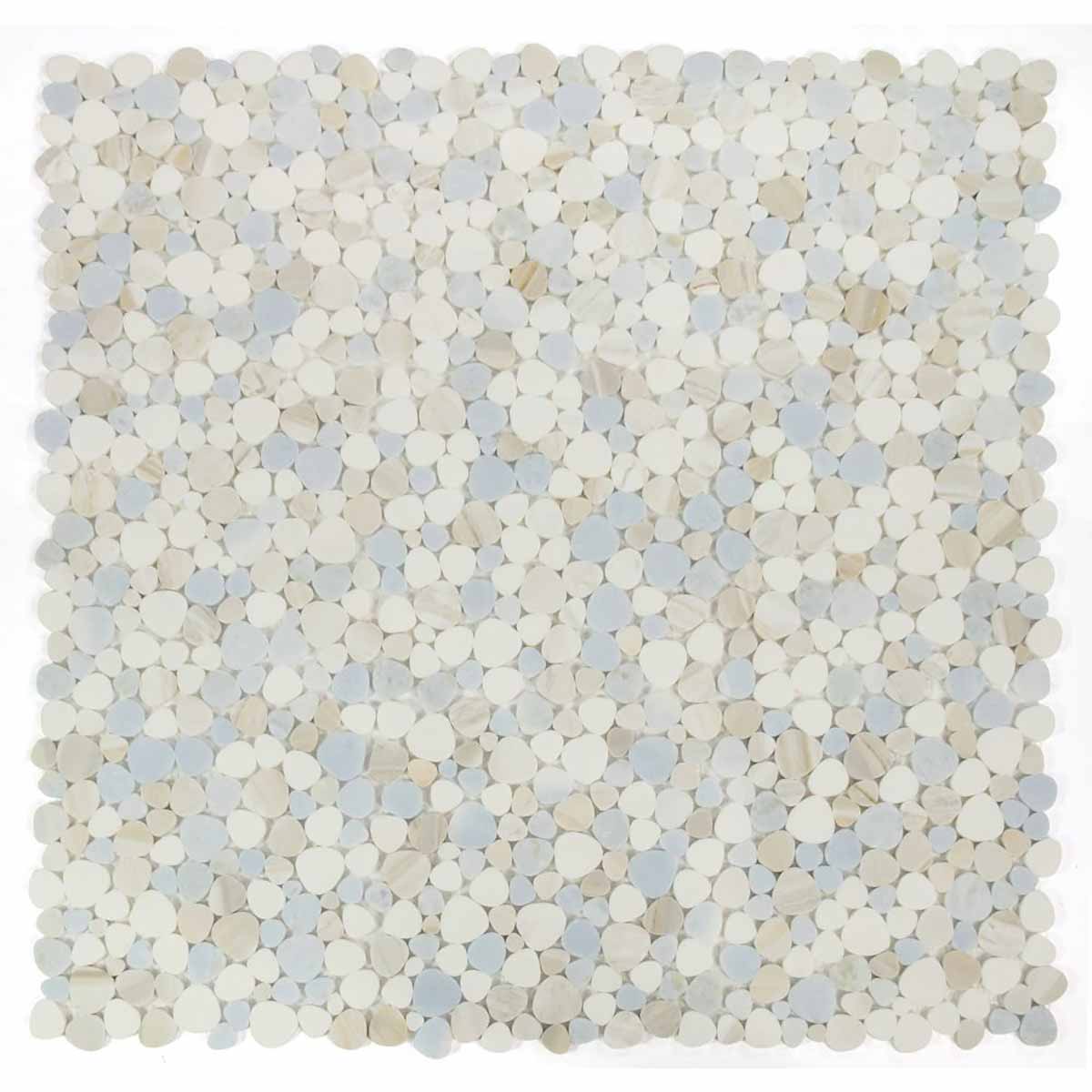 Marble Pebbles Mosaics Heart Shape - Sky