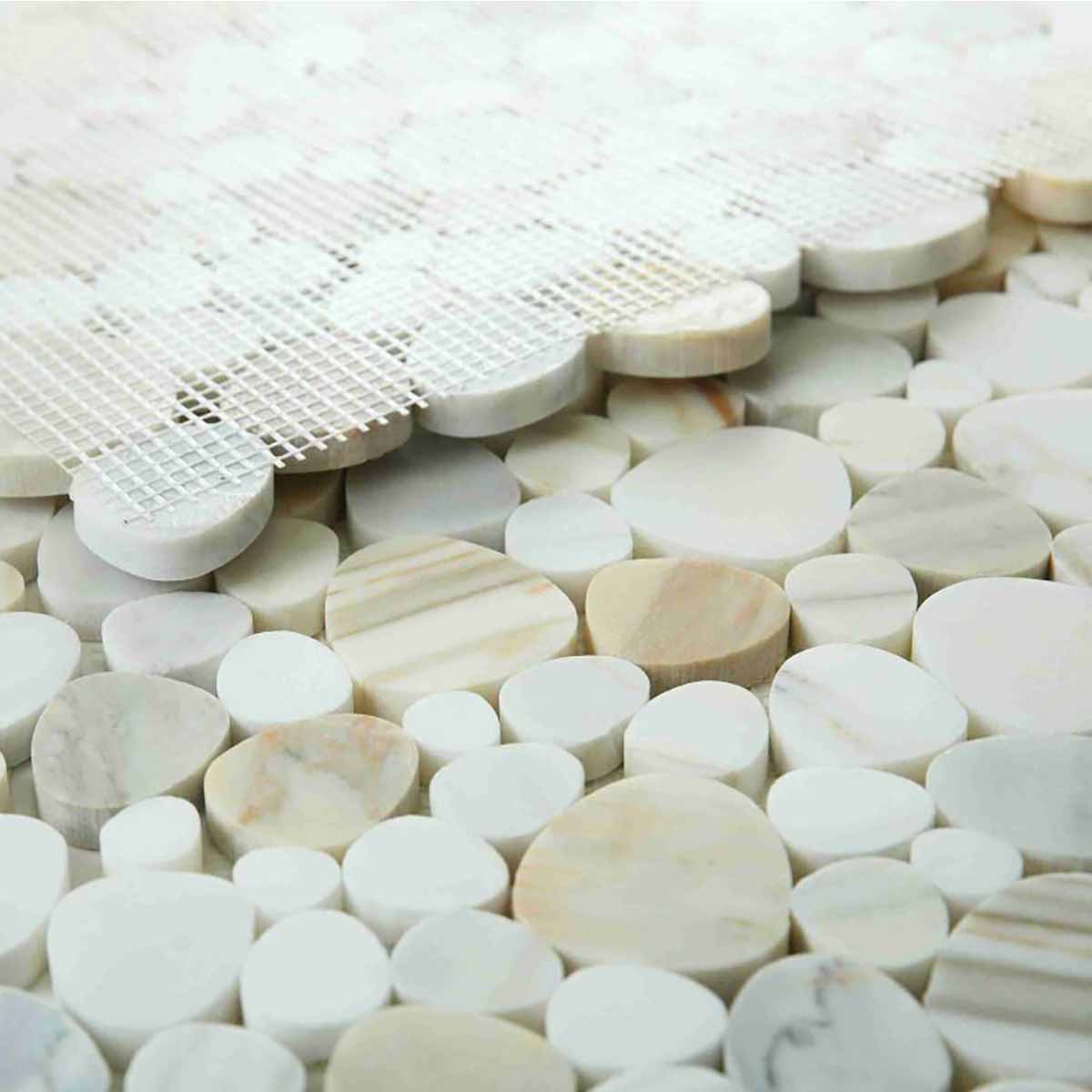 Marble Pebbles Mosaics Heart Shape - Calacatta Gold Honed