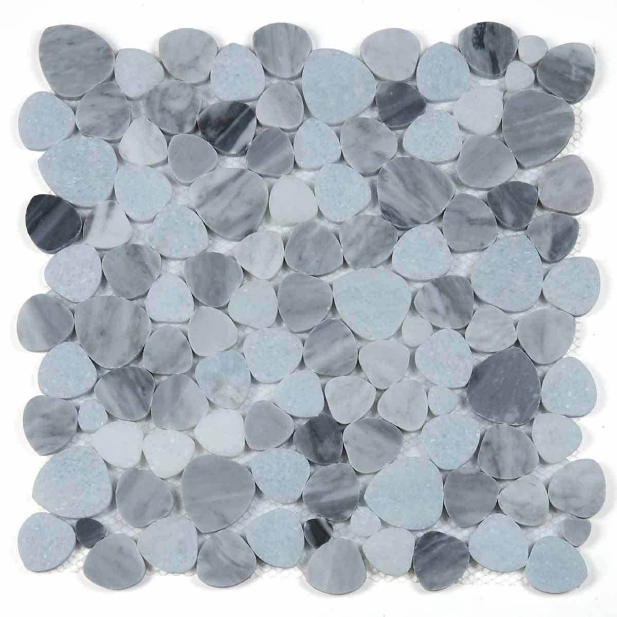 Marble Pebbles Mosaics Heart Shape - Sky Blue