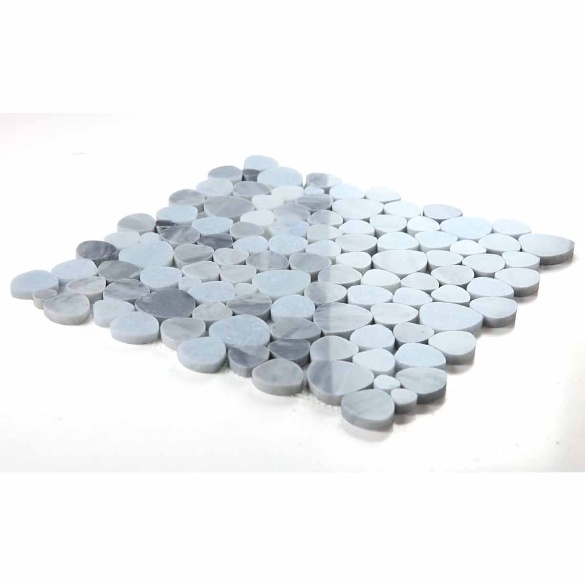Marble Pebbles Mosaics Heart Shape - Sky Blue