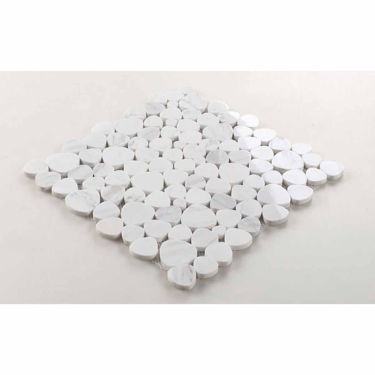 Marble Pebbles Mosaics Heart Shape - White