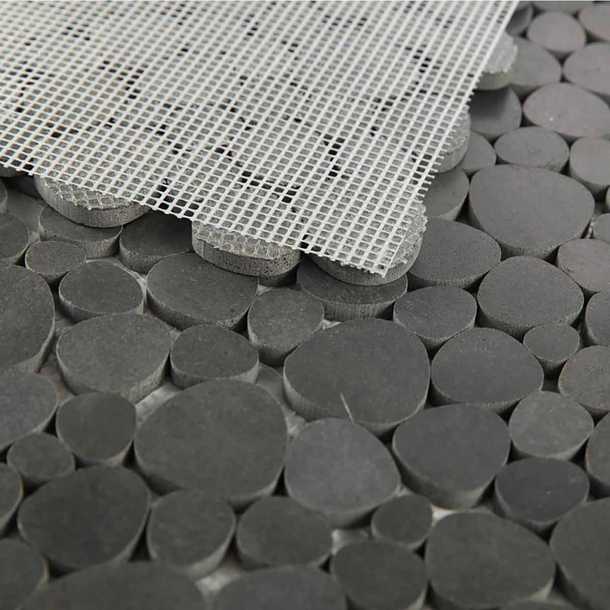 Marble Pebbles Mosaics Heart Shape - Volcanic Black