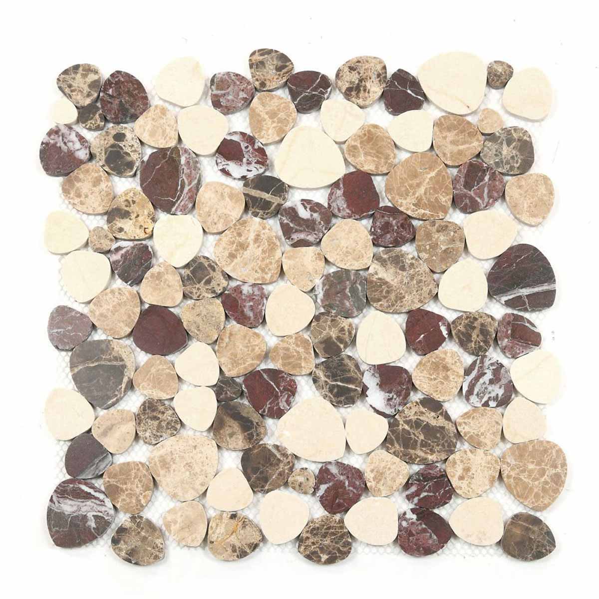 Marble Pebbles Mosaics Heart Shape - Coffee