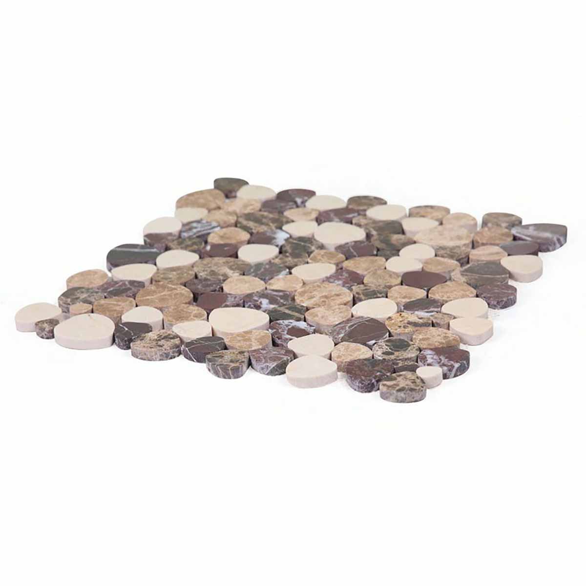 Marble Pebbles Mosaics Heart Shape - Coffee