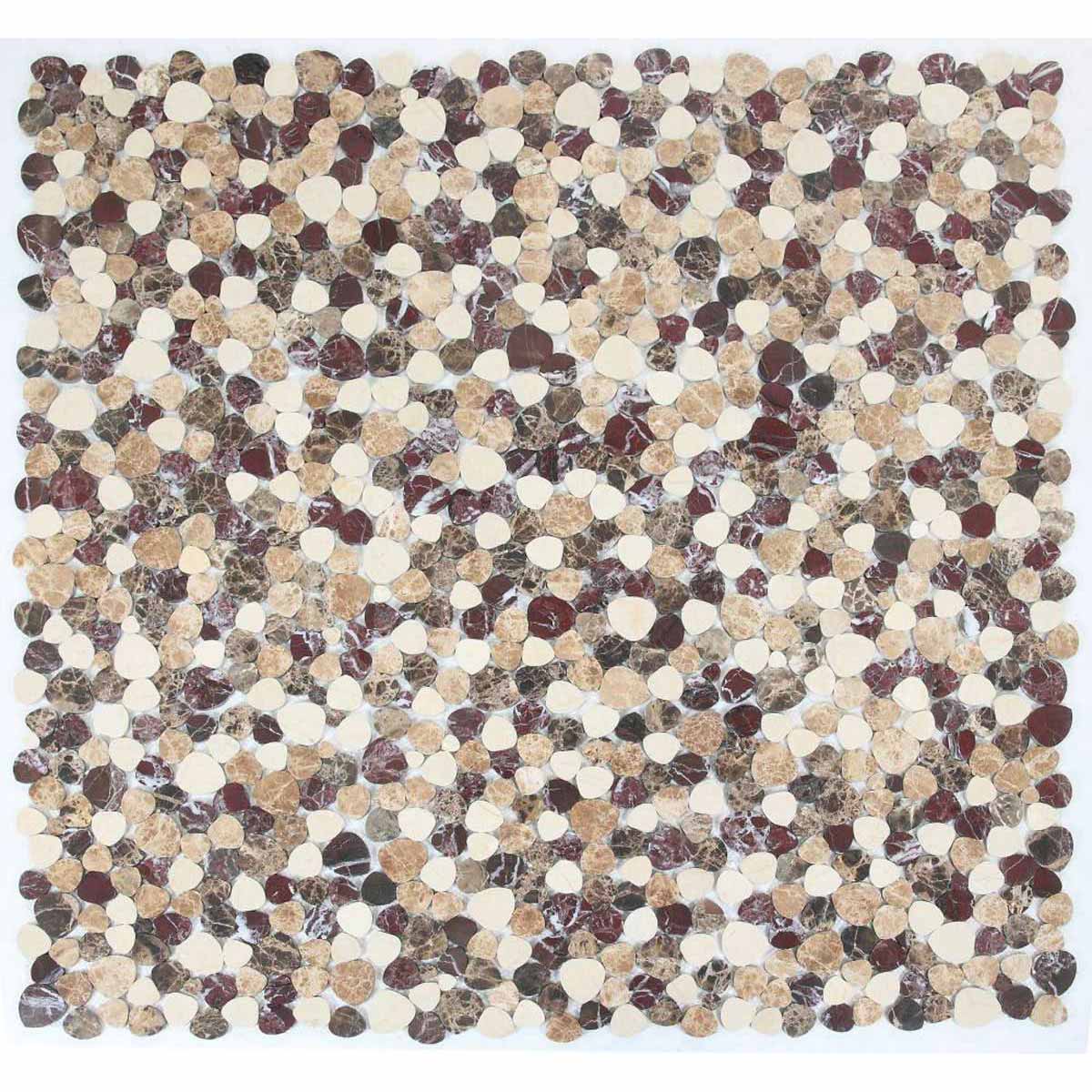 Marble Pebbles Mosaics Heart Shape - Coffee