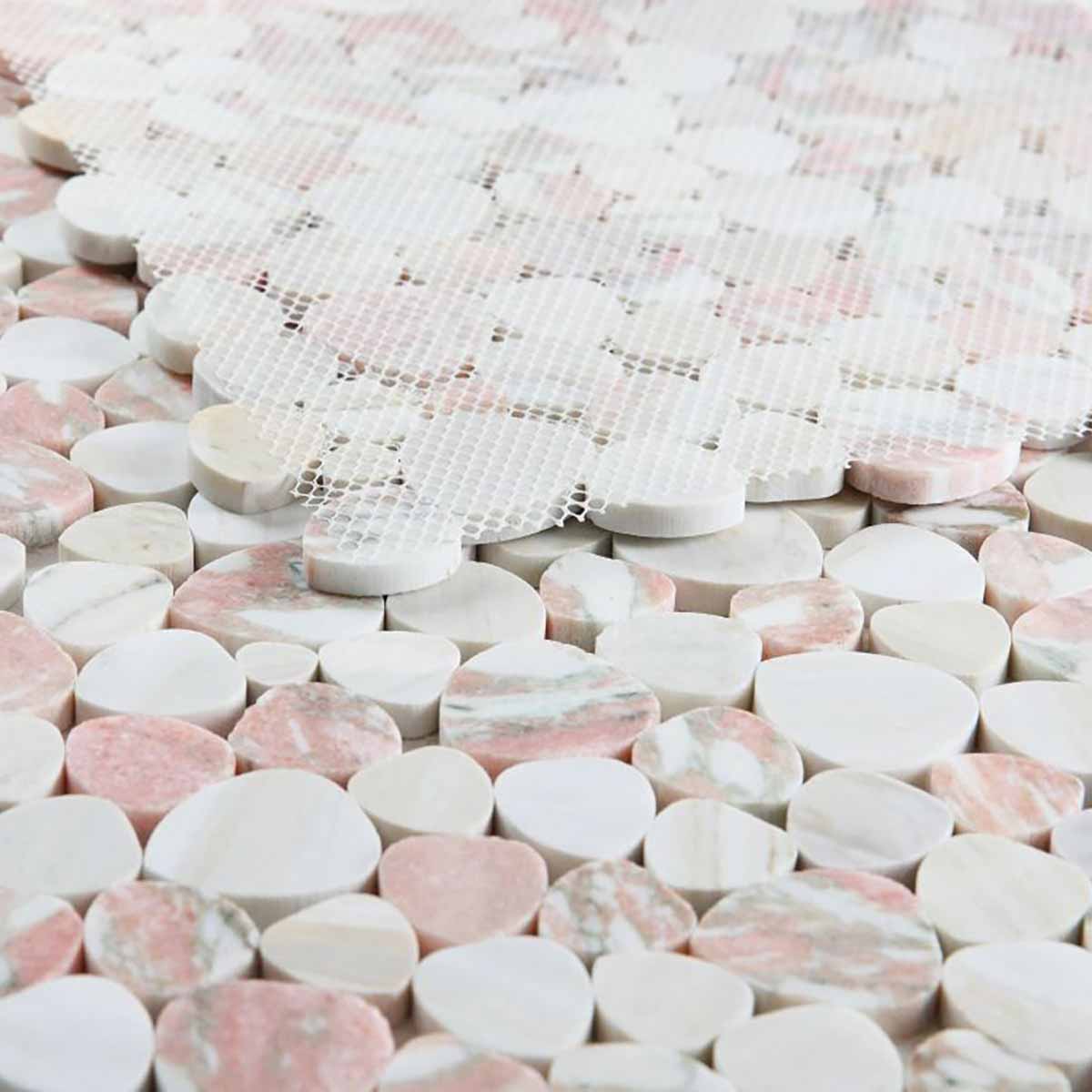 Marble Pebbles Mosaics Heart Shape - Rose Garden