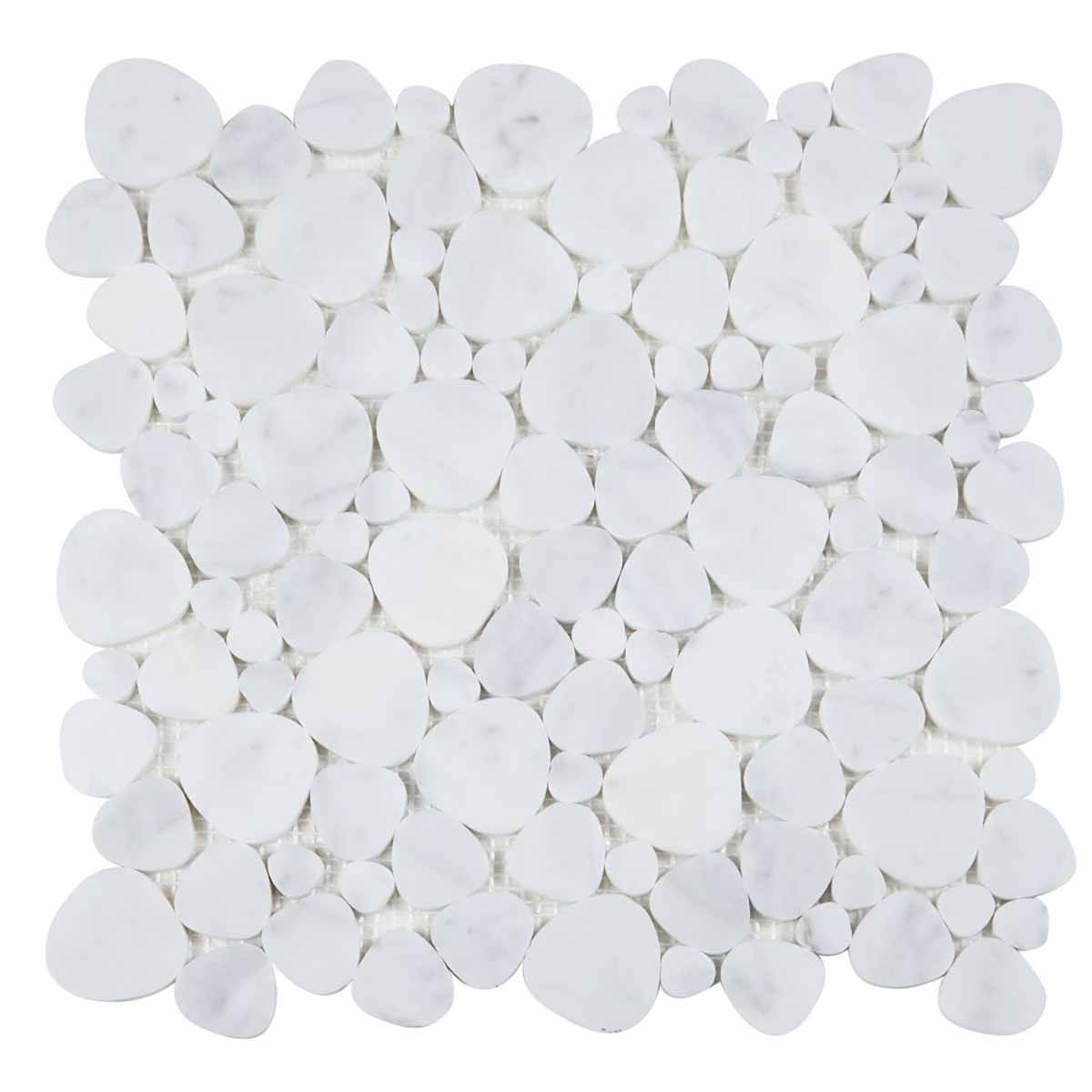 Marble Pebbles Mosaics Heart Shape - Carrara White