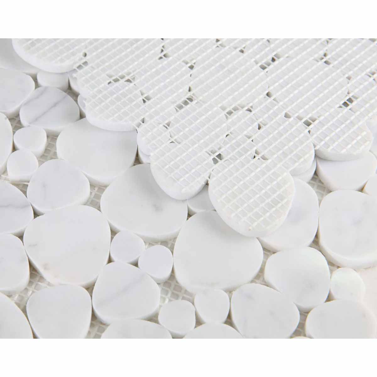 Marble Pebbles Mosaics Heart Shape - Carrara White