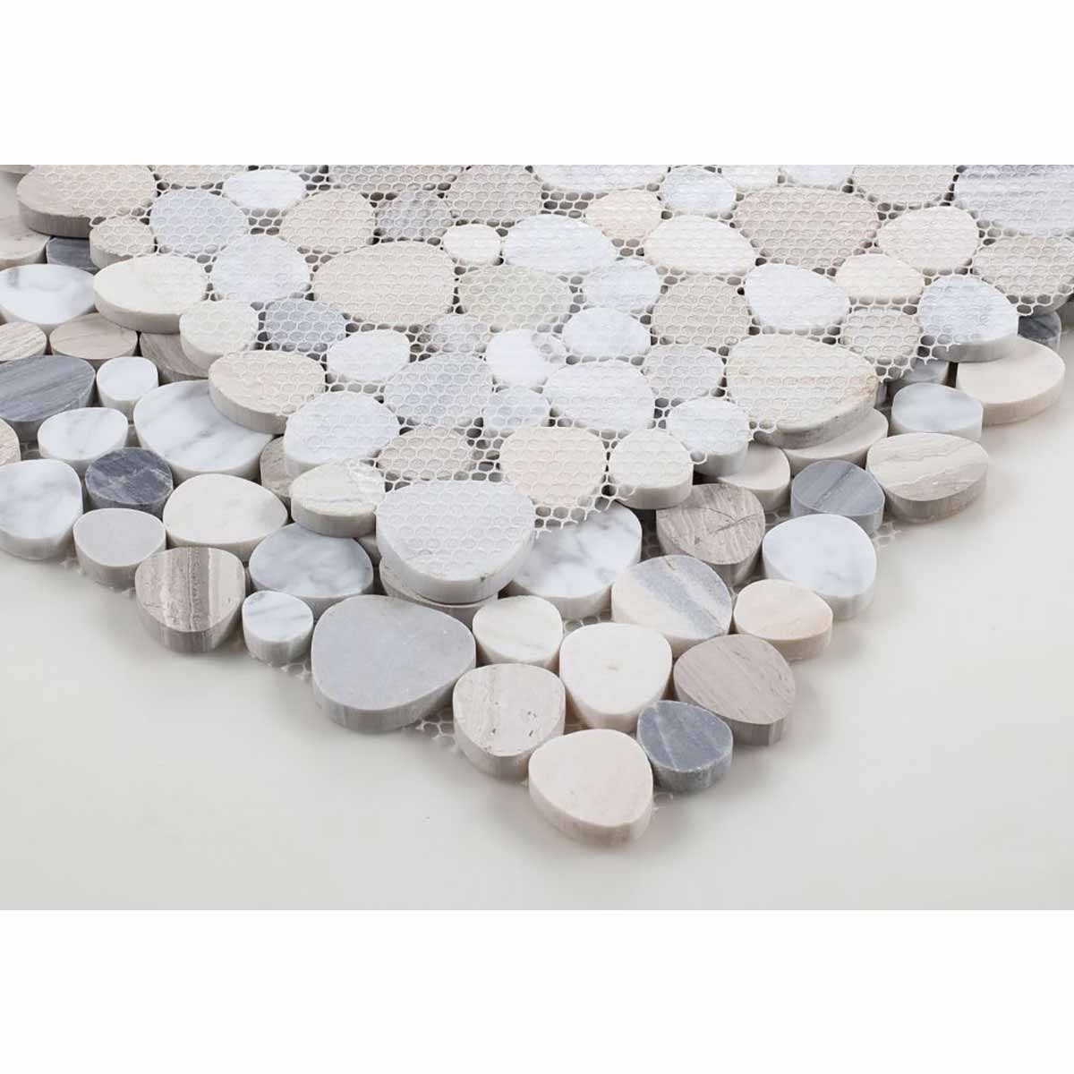 Marble Pebbles Mosaics Heart Shape - Earth tone