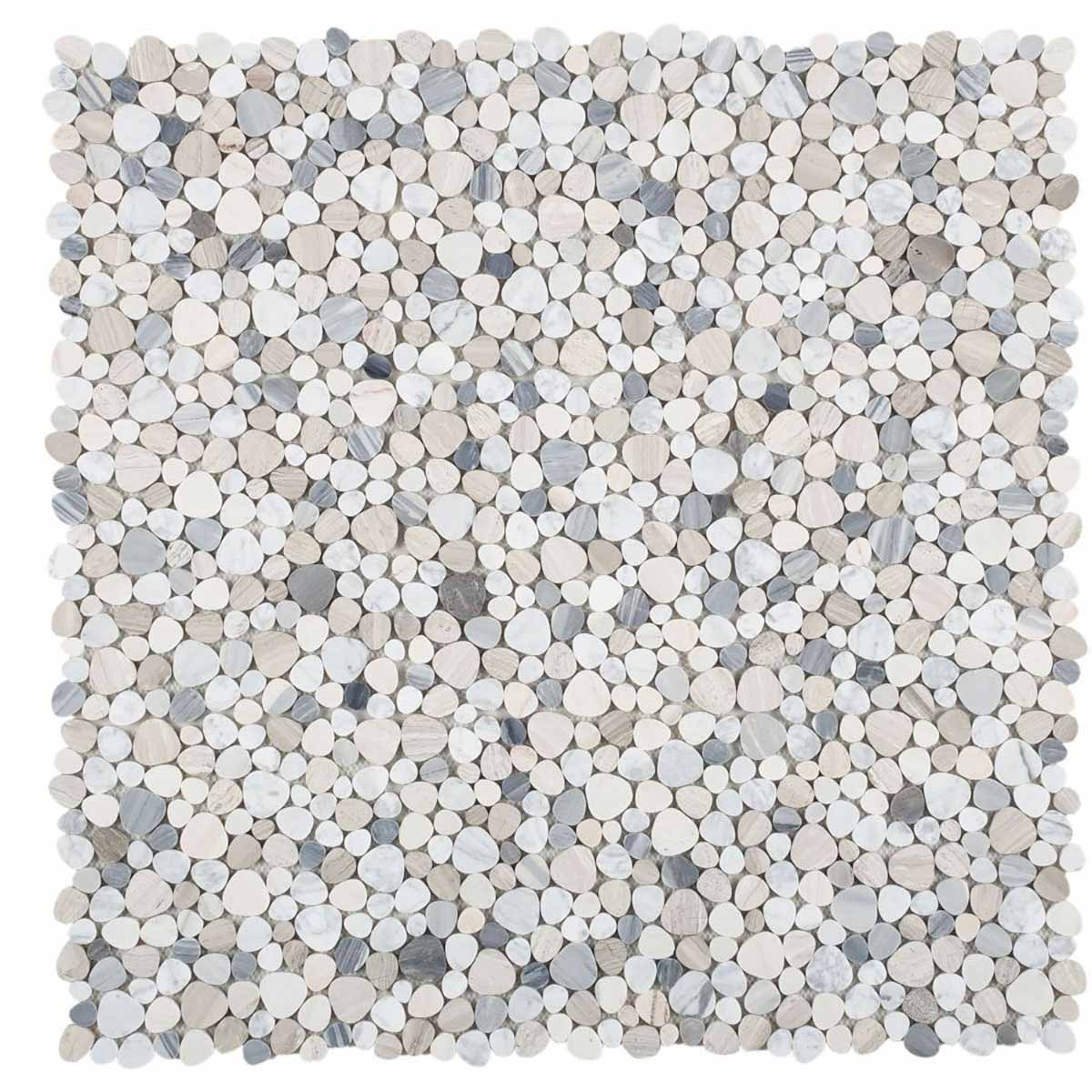 Marble Pebbles Mosaics Heart Shape - Earth tone