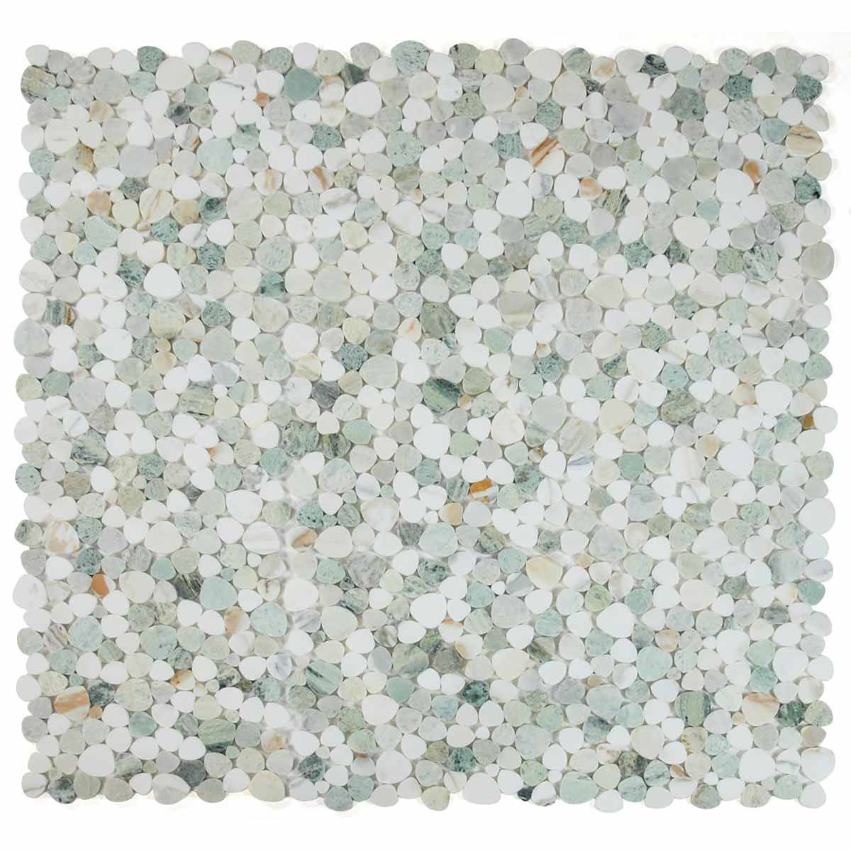 Mosaics White Marble Onyx Pebble look - Spring Green