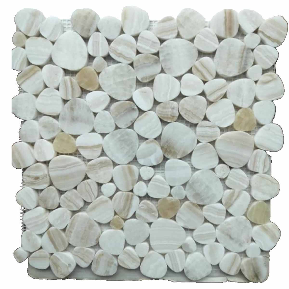 Mosaics Marble Pebbles Heart Shape - Onyx Ivory Honey