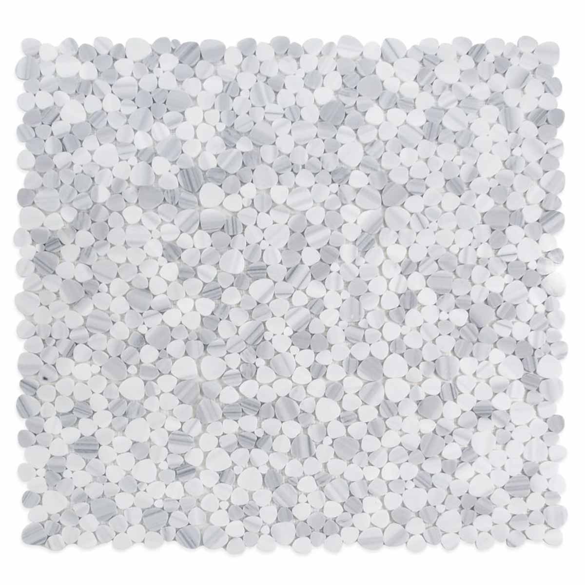 Mosaics Marble Pebbles Heart Shape - Marmala White