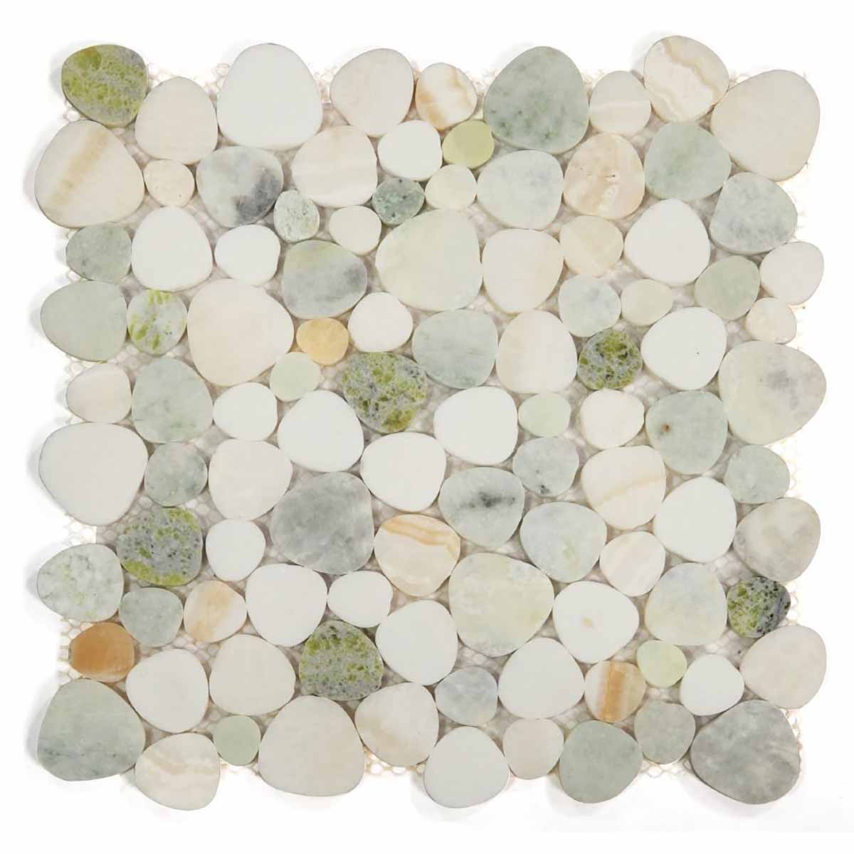 Mosaics Marble Pebbles Heart Shape - Onyx Honey