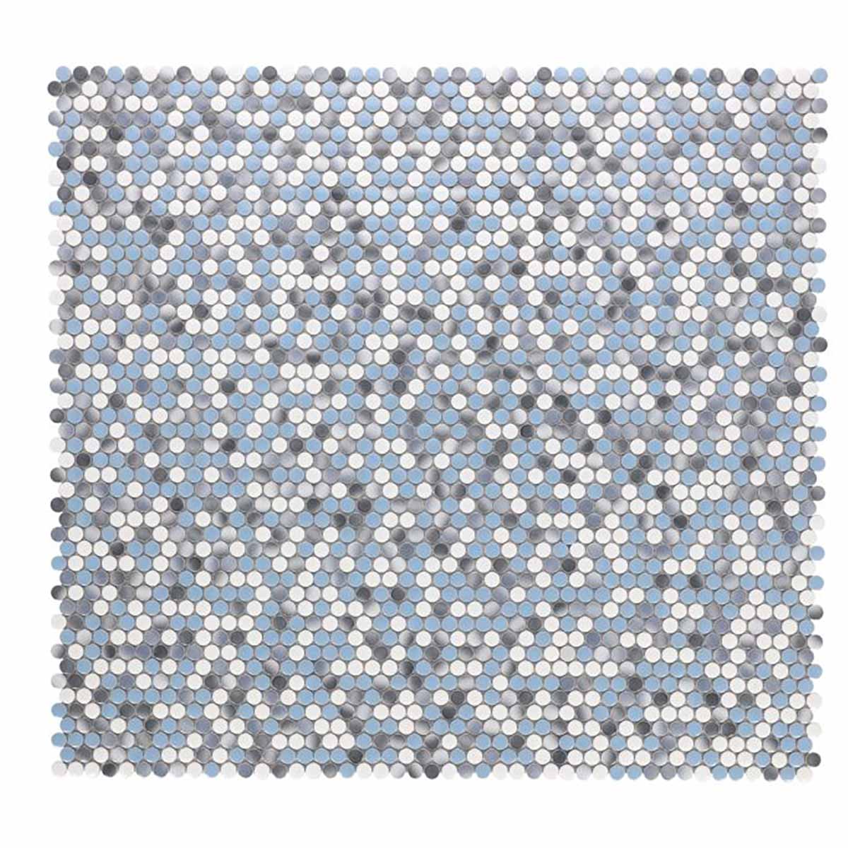 Mosaic Handmade Porcelain Penny Round - Blue