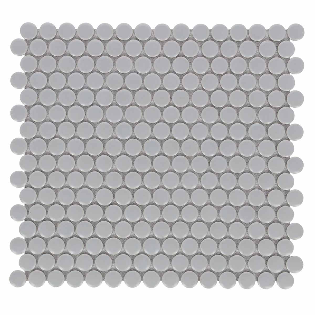 Mosaic Handmade Porcelain Penny Round - City Grey Matte