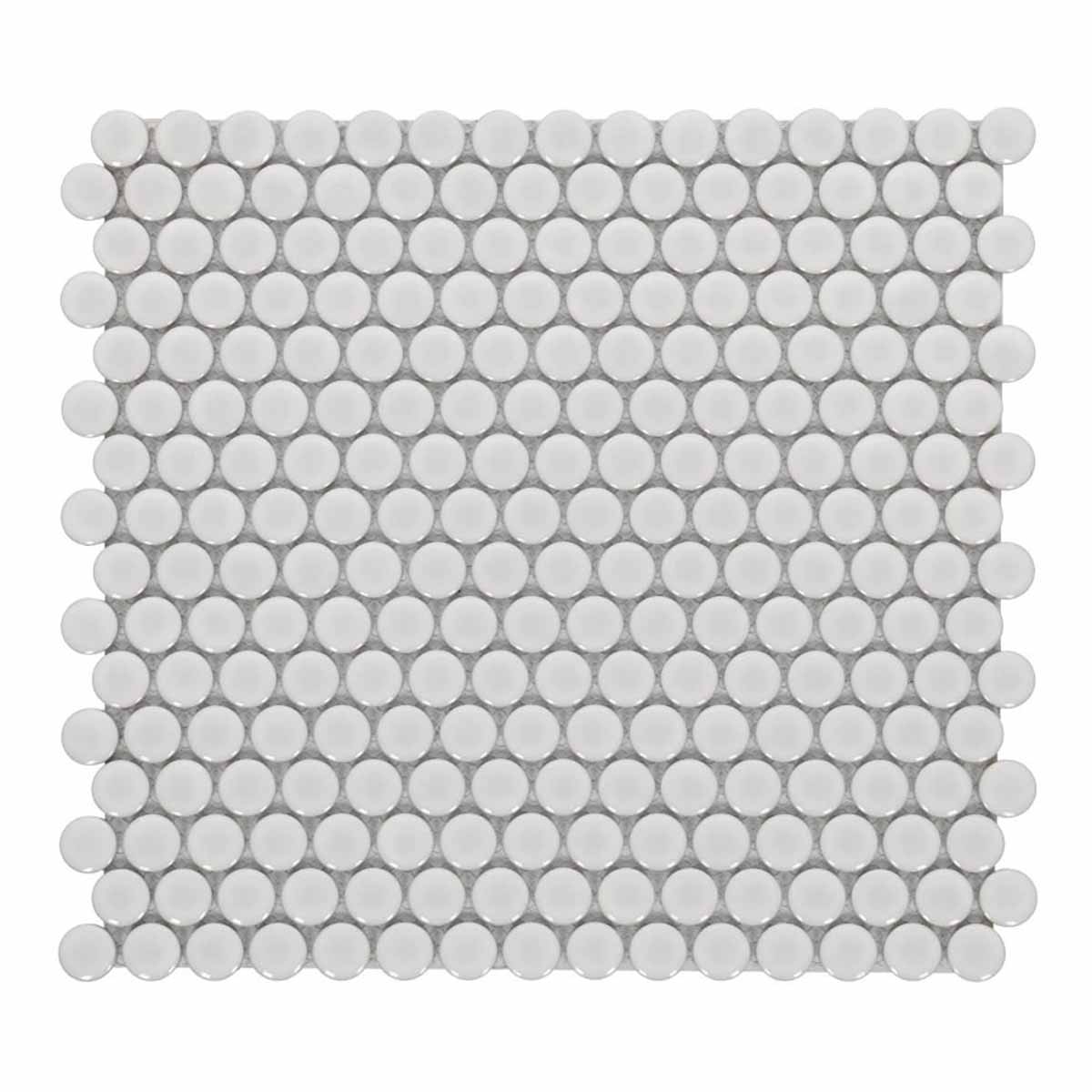 Mosaic Handmade Porcelain Penny Round - Natural Grey Glossy