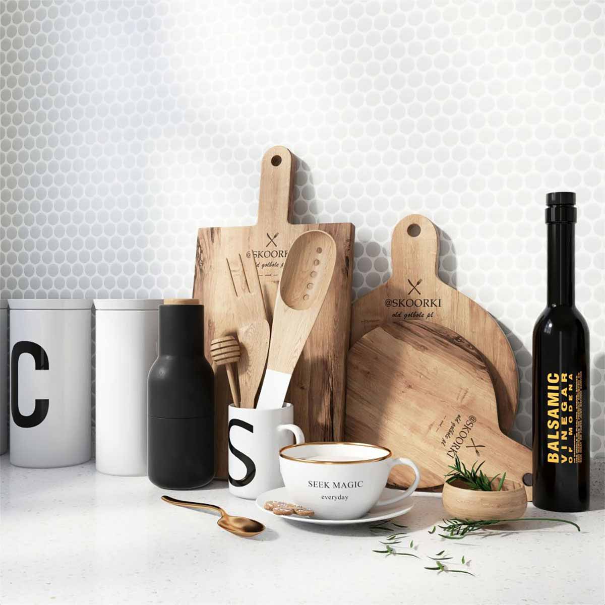 Mosaic Handmade Porcelain Penny Round - Natural Grey Glossy