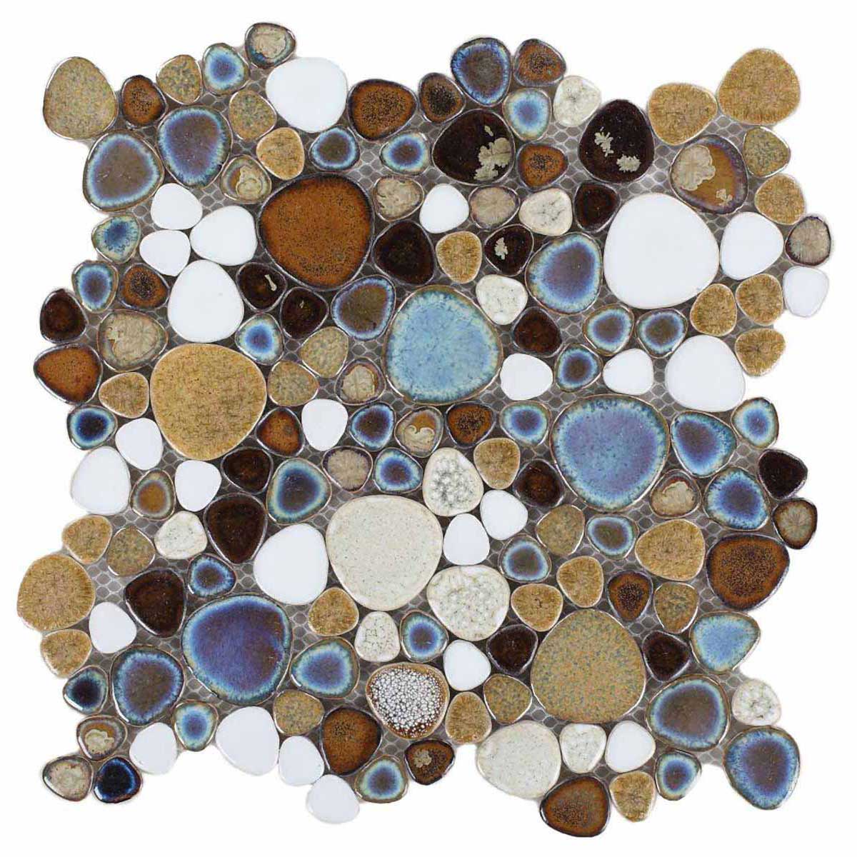 Mango heart shaped handmade porcelain mosaic tile sheet
