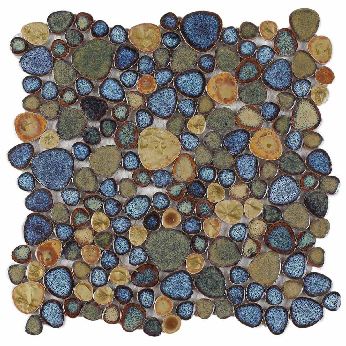 Mosaic Porcelain Tile Mancala Pebble Series - Butterfly