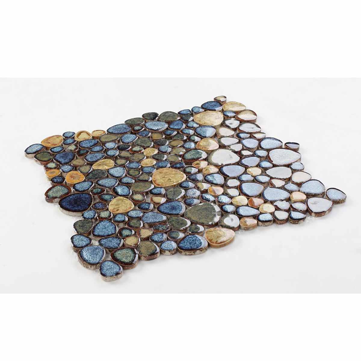 Mosaic Porcelain Tile Mancala Pebble Series - Butterfly