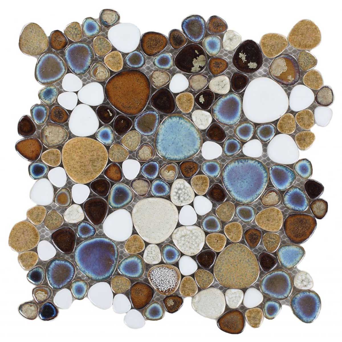 Mosaic Porcelain Tile Mancala Pebble Series - Mango