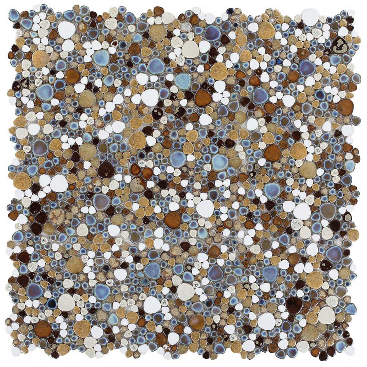 Mosaic Porcelain Tile Mancala Pebble Series - Mango