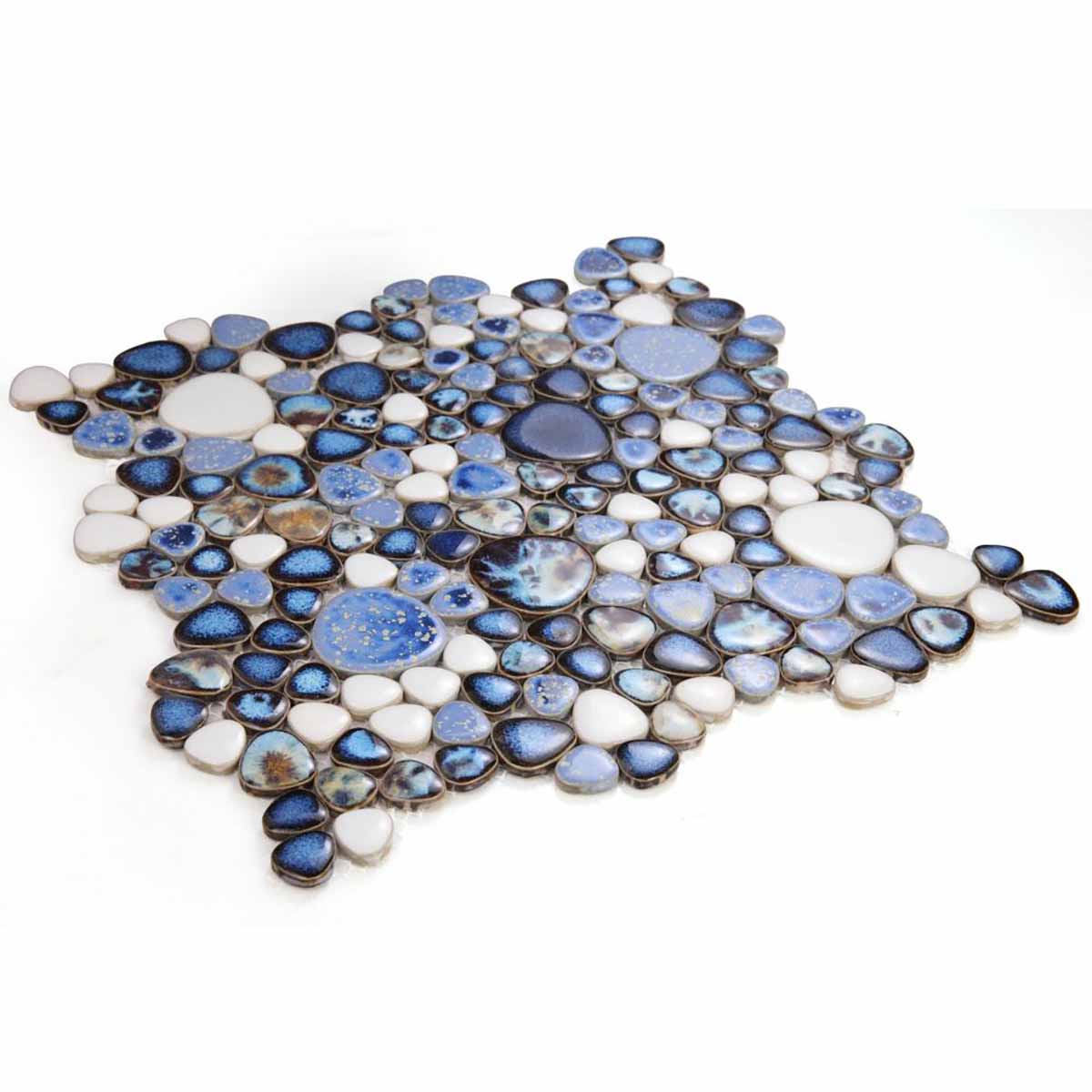 Mosaic Porcelain Tile Mancala Pebble Series - Royal Blue