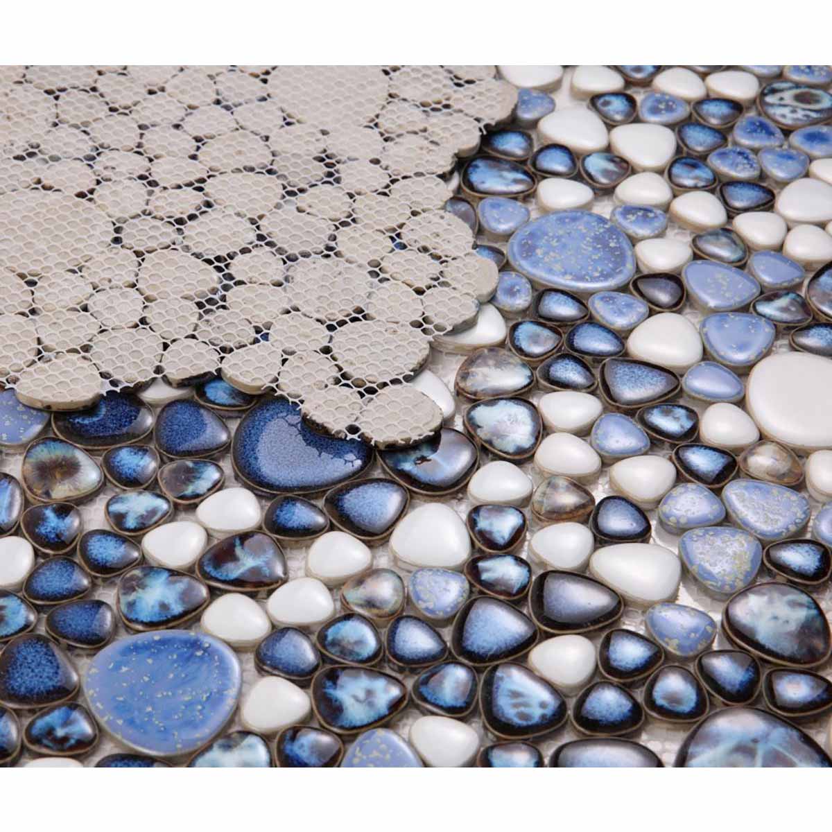 Mosaic Porcelain Tile Mancala Pebble Series - Royal Blue