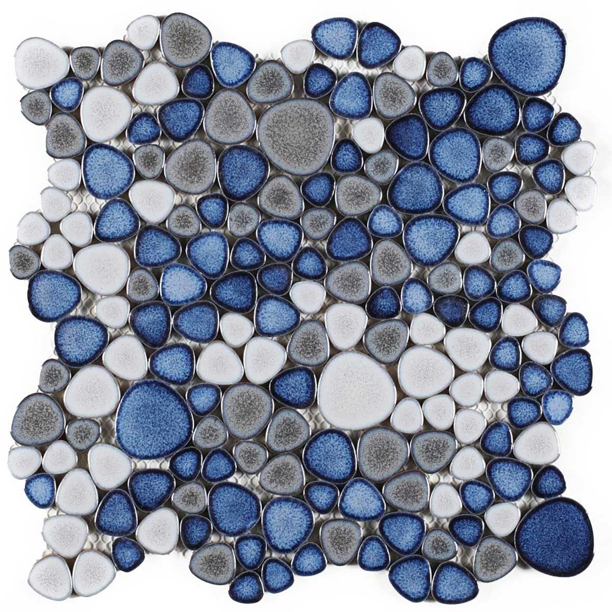 Mosaic Porcelain Tile Mancala Pebble Series - Sky Blue