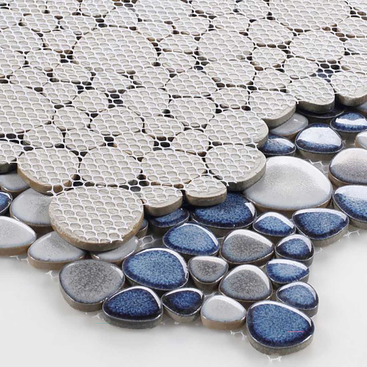 Mosaic Porcelain Tile Mancala Pebble Series - Sky Blue