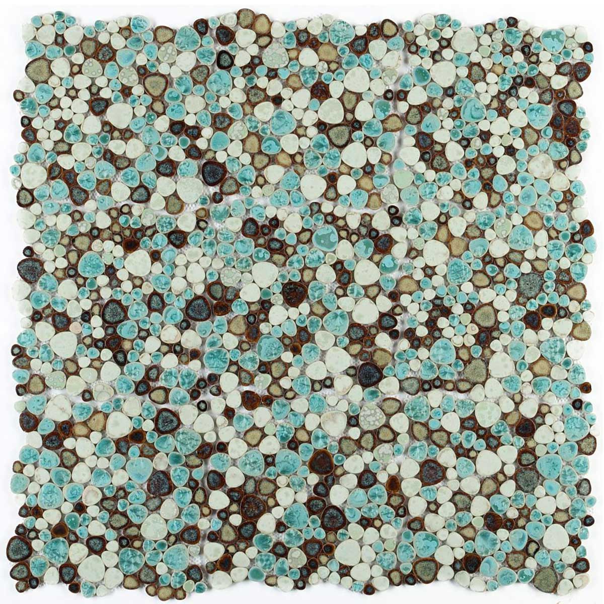 Mosaic Porcelain Tile Mancala Pebble Series - Green Leaf