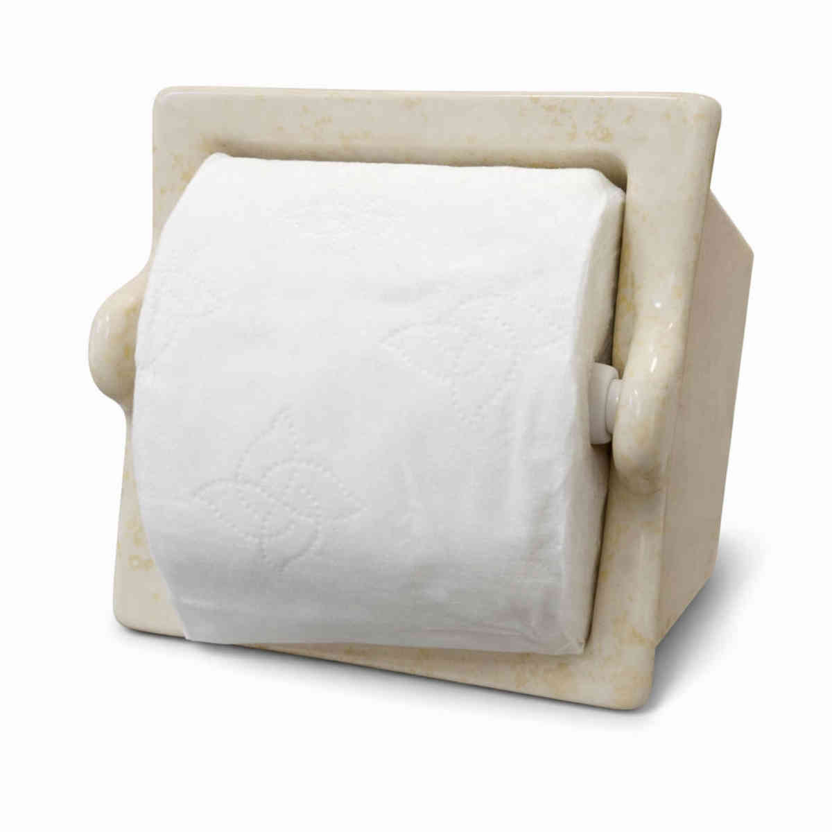 Extended Ceramic Toilet Paper Holder Stone