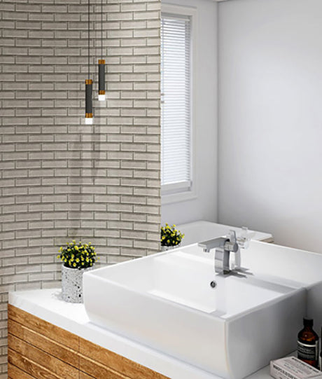 Crackle Glass Porcelain and Glass Interlock - Noble Gray