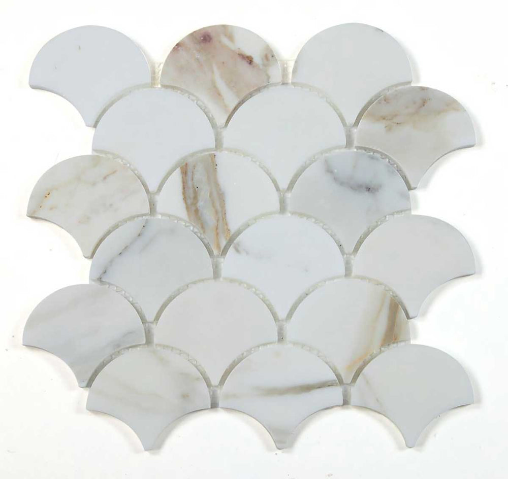 Mosaic Marble Fish Scale - Calacatta Gold