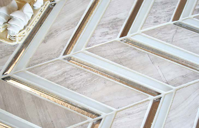 Chevron Carrara Honed and Glass - Graystone Blend