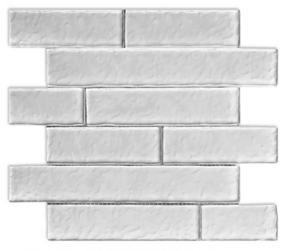 Mosaic Linear Glass Tiles Ripple Clear Grey 2 x 6