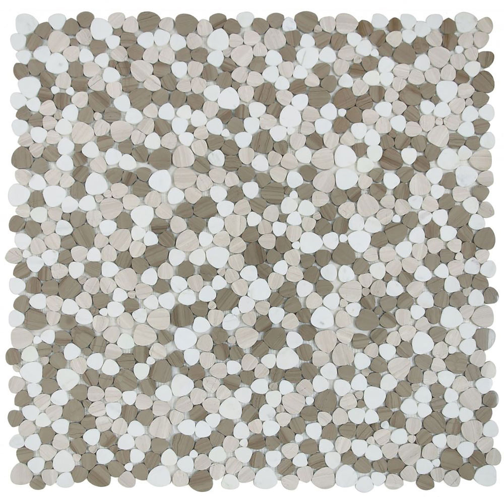 Marble Pebbles Mosaics Heart Shape - Athens Grey