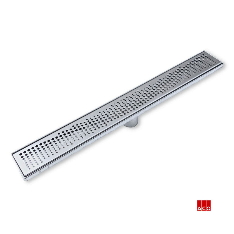 Quartz Plain Edge Linear Drain Round Pearl