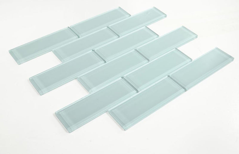 Mosaic Linear Glass Tiles Turquoise 2 x 6