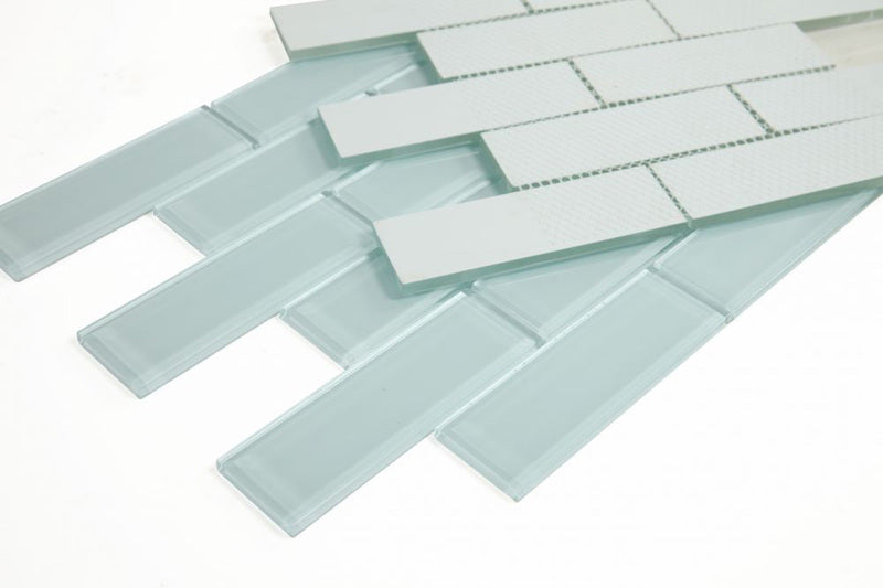 Mosaic Linear Glass Tiles Turquoise 2 x 6