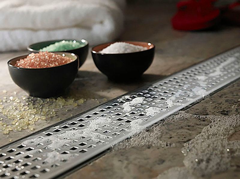 Quartz Linear Shower Drain Brushed Stainless - Quadrato 40