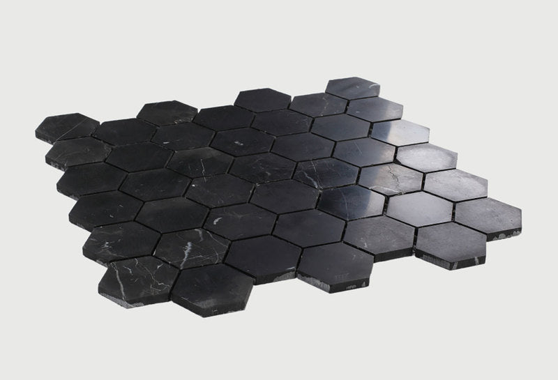 Mosaics Marble Marquinia Hexagon - Black
