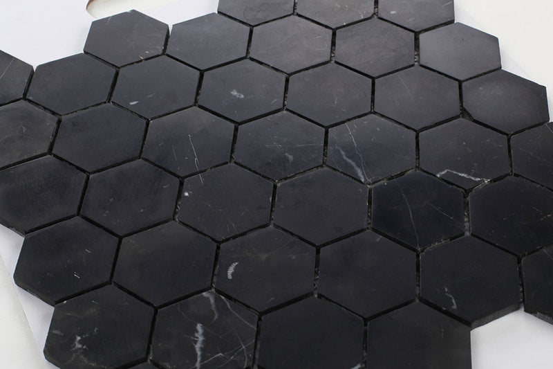 Mosaics Marble Marquinia Hexagon - Black