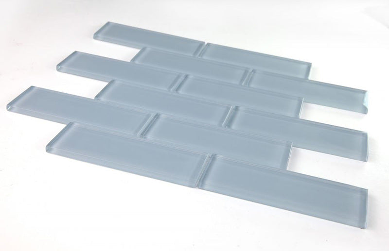 Mosaic Linear Glass Tiles Sky Blue 2 x 6